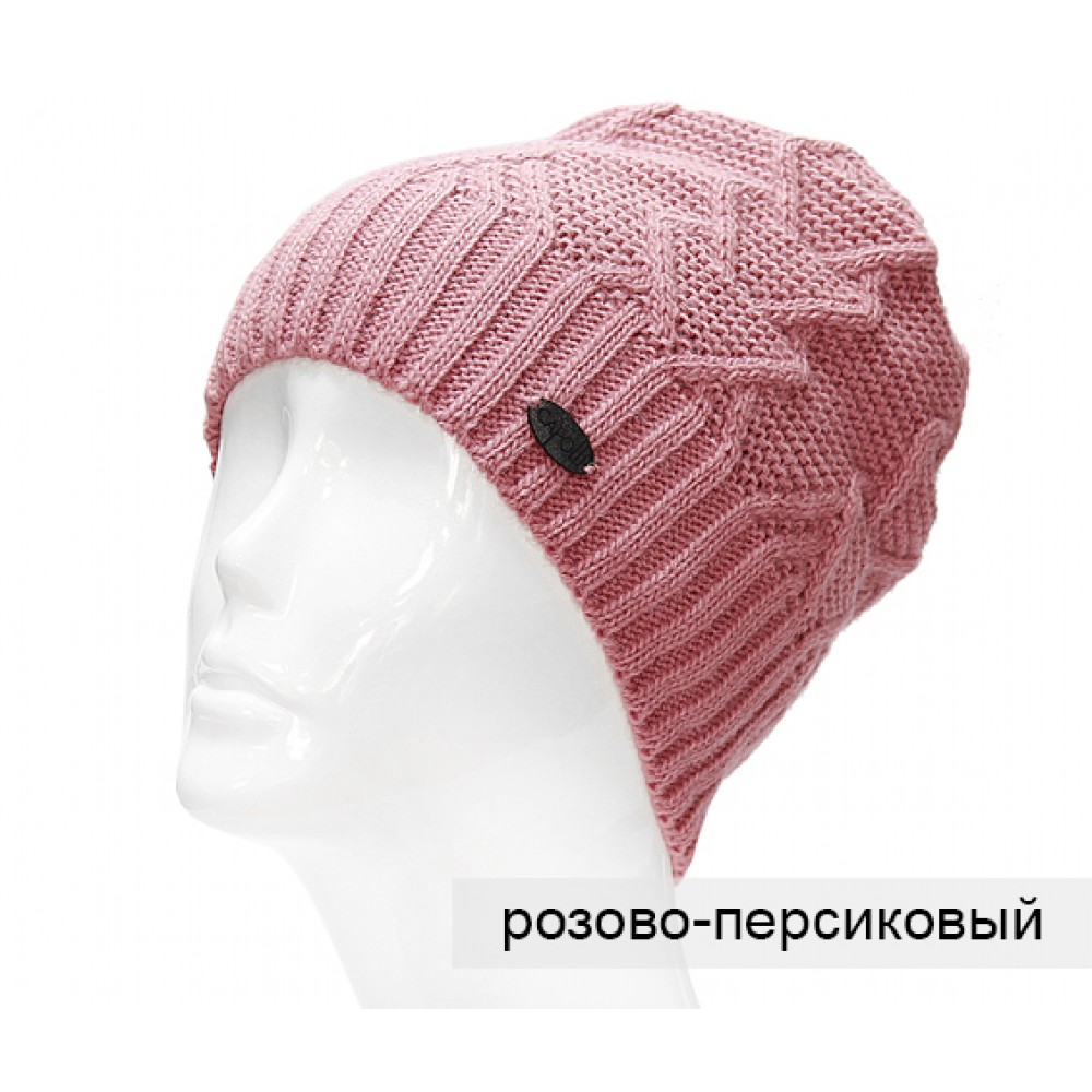 ВАРЕЗЕ шапка женская трик, флис, розовый персик 															