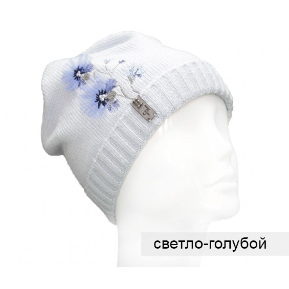 АДЕЛЬ шапка женская с отворотом. Дизайн 1, светло-голубой