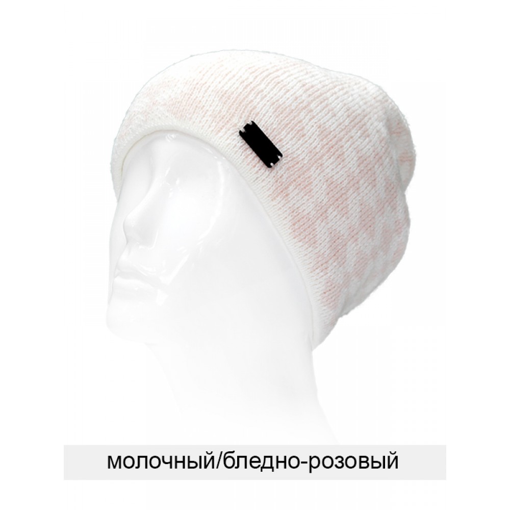 АЛЕКС шапка трикотажная, двойная, молочный / бледно-розовый