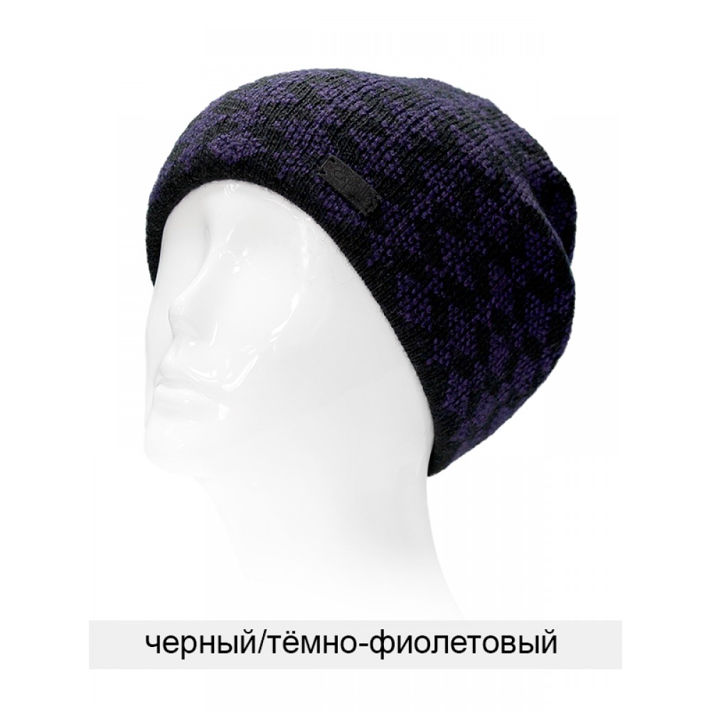 АЛЕКС шапка трикотажная, двойная, черный / темно-фиолетовый