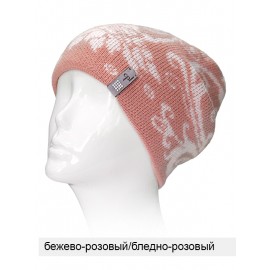 БЕАТРИС  шапка женская двойная, бежево-розовый/бледно-розовый